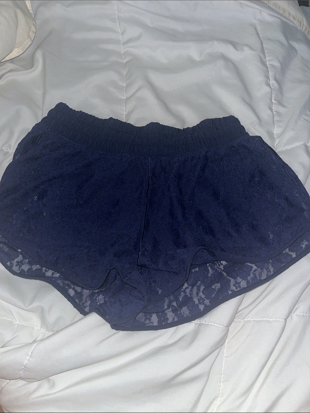 aerie Navy Lace-Hem Athletic Skort